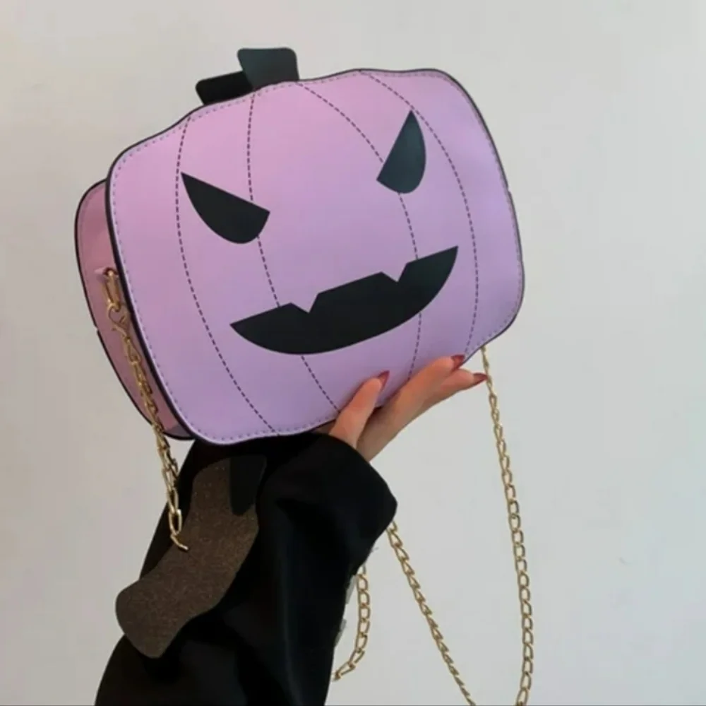 Hot Topic Pink Purple Pumpkin Crossbody Bag Halloween Jack O Lantern